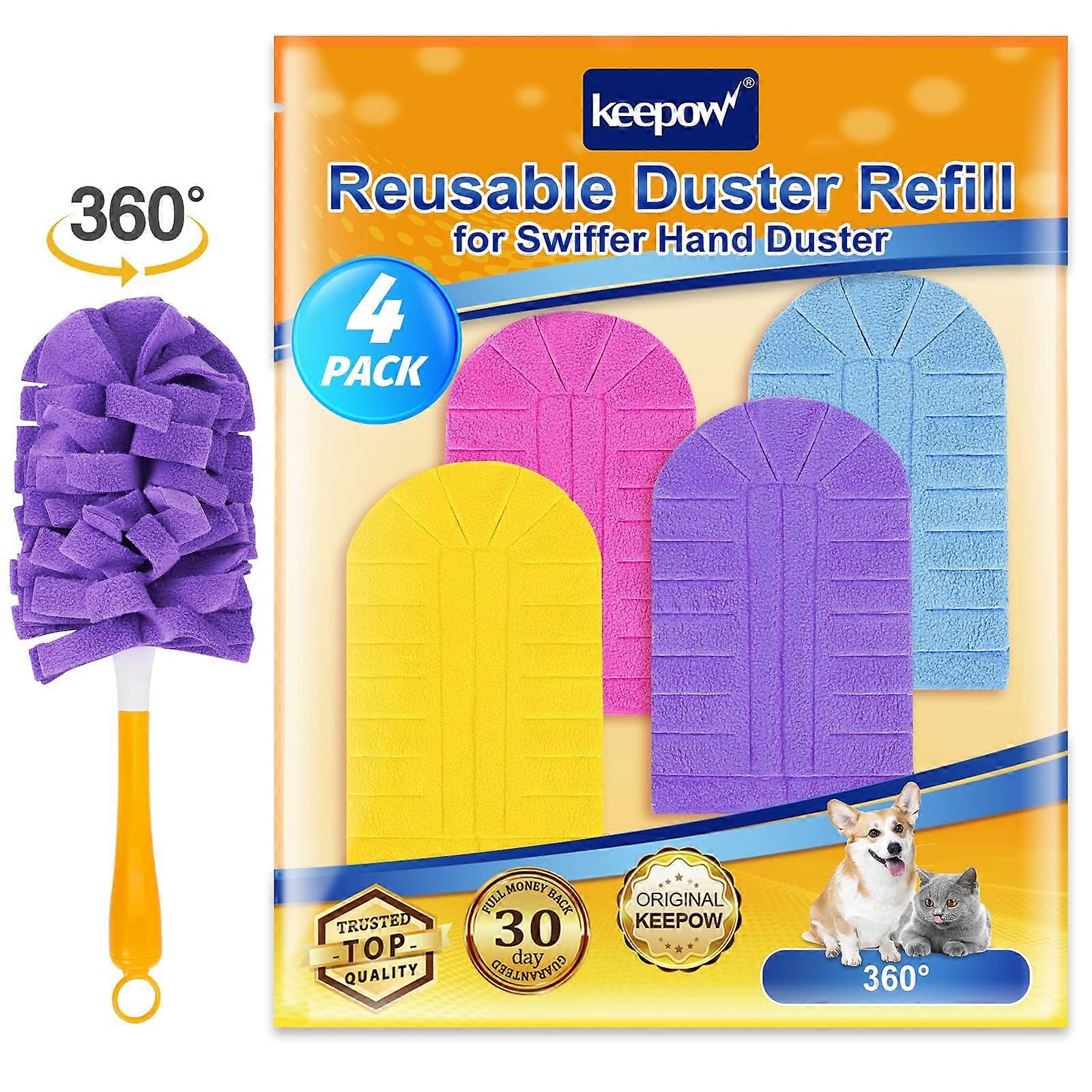 Washable Dust Magnet Refill Microfiber Dusters Compatible with Swiffer Duster, 4 Pack Reusable Cleaning Dusters