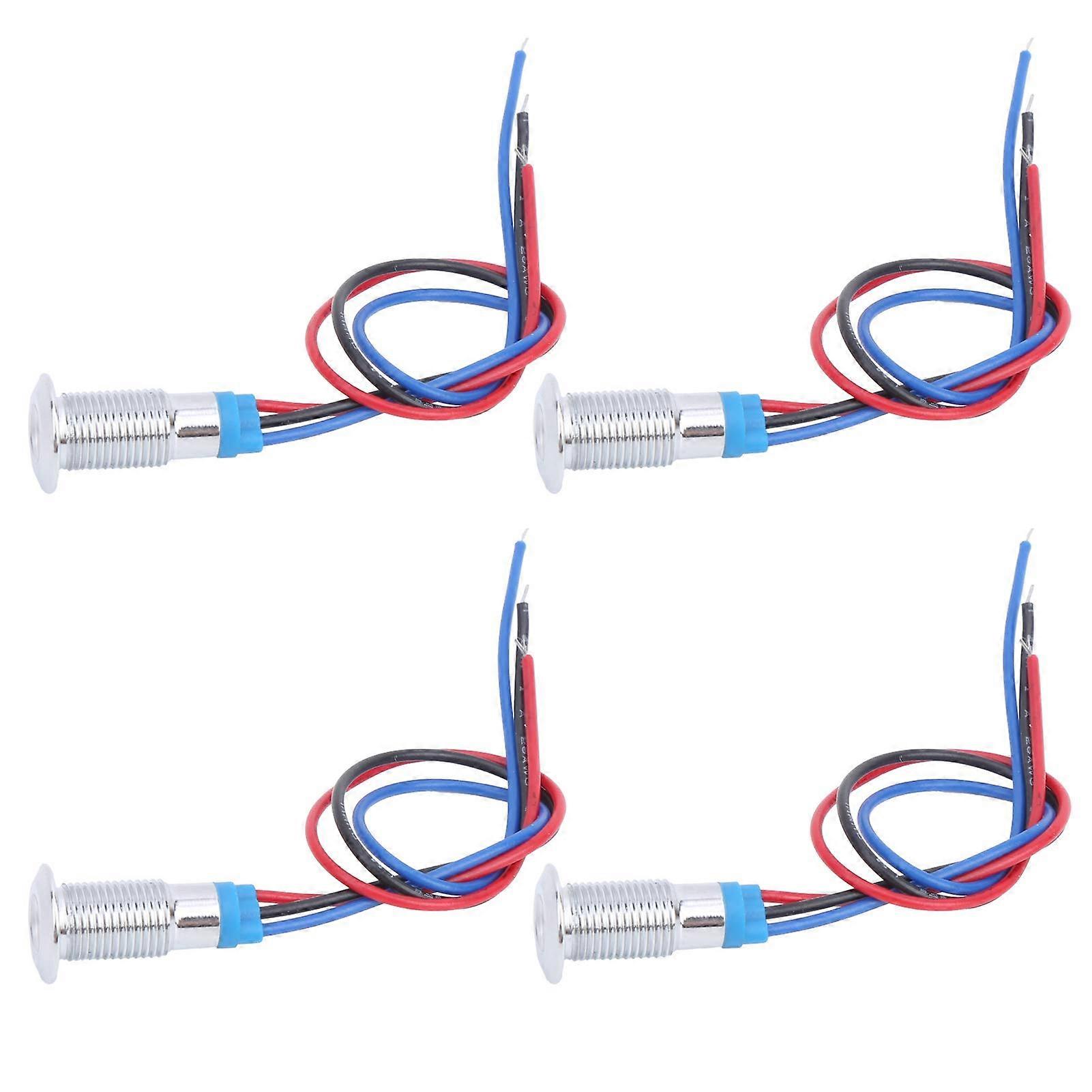 Pre-Wired LED Diodes 8mm Round 36V 4-Set Light Kit For CNC Machines And Industrial Control Plug-and-Play Red And Blue