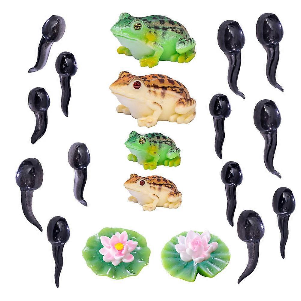 Mini Frog Figurines Resin Decorative Set for Garden with 21 Pieces