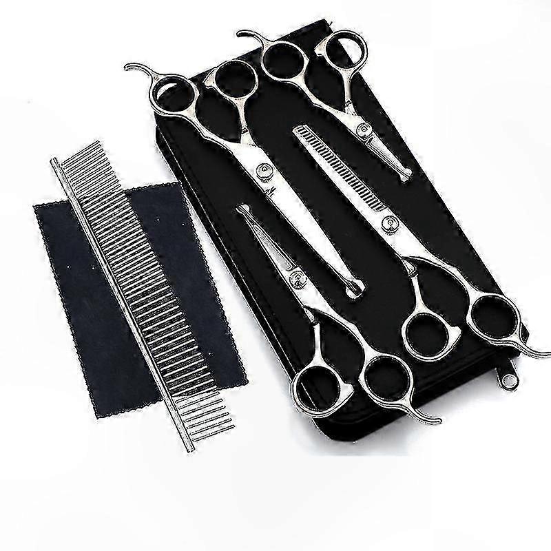 Pet Grooming Shears Set, Thinning Scissors with Comb for Safe Trimming and Styling