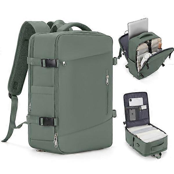Travel backpack with USB, beige model suitable for airplanes