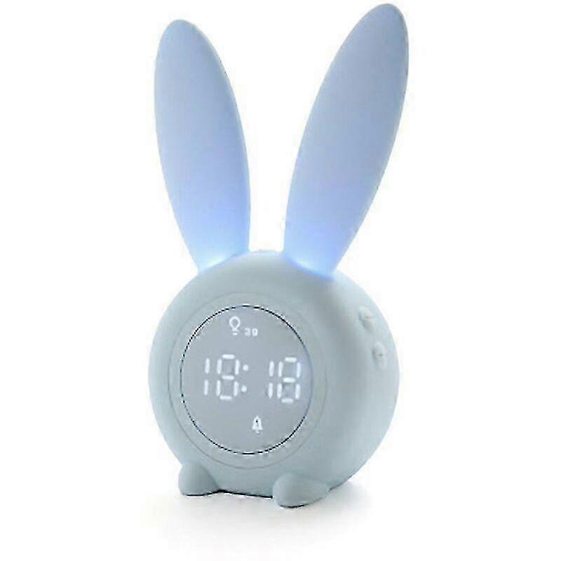 Children's Digital Alarm Clock Rabbit Night Light Multi-Function Clocks (Blue)-