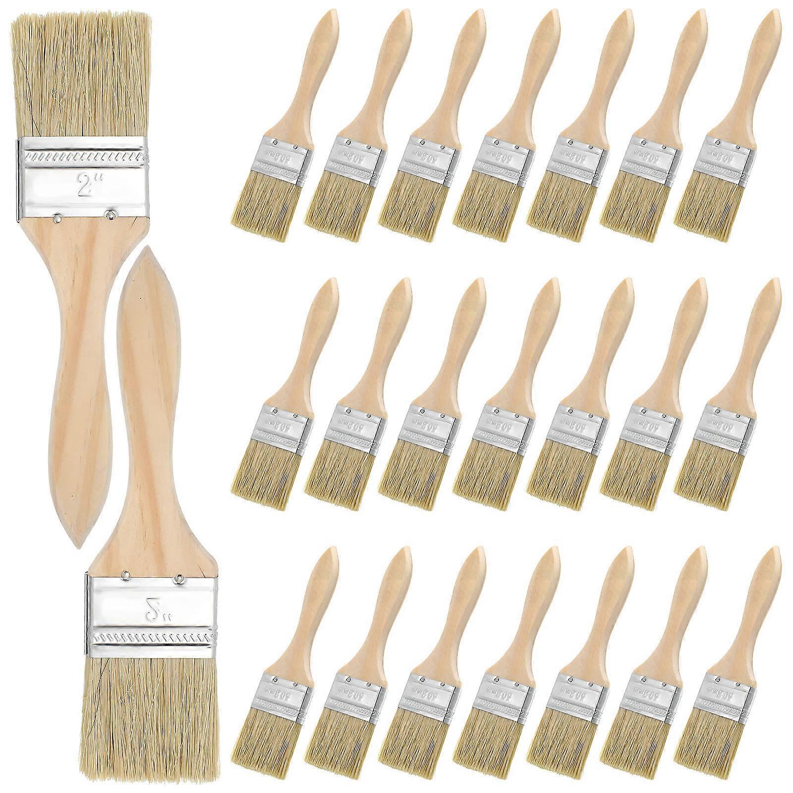 Flat Paint Brush Set for Painting Use with Wood Handle 30Pcs Deck Stain Brush
