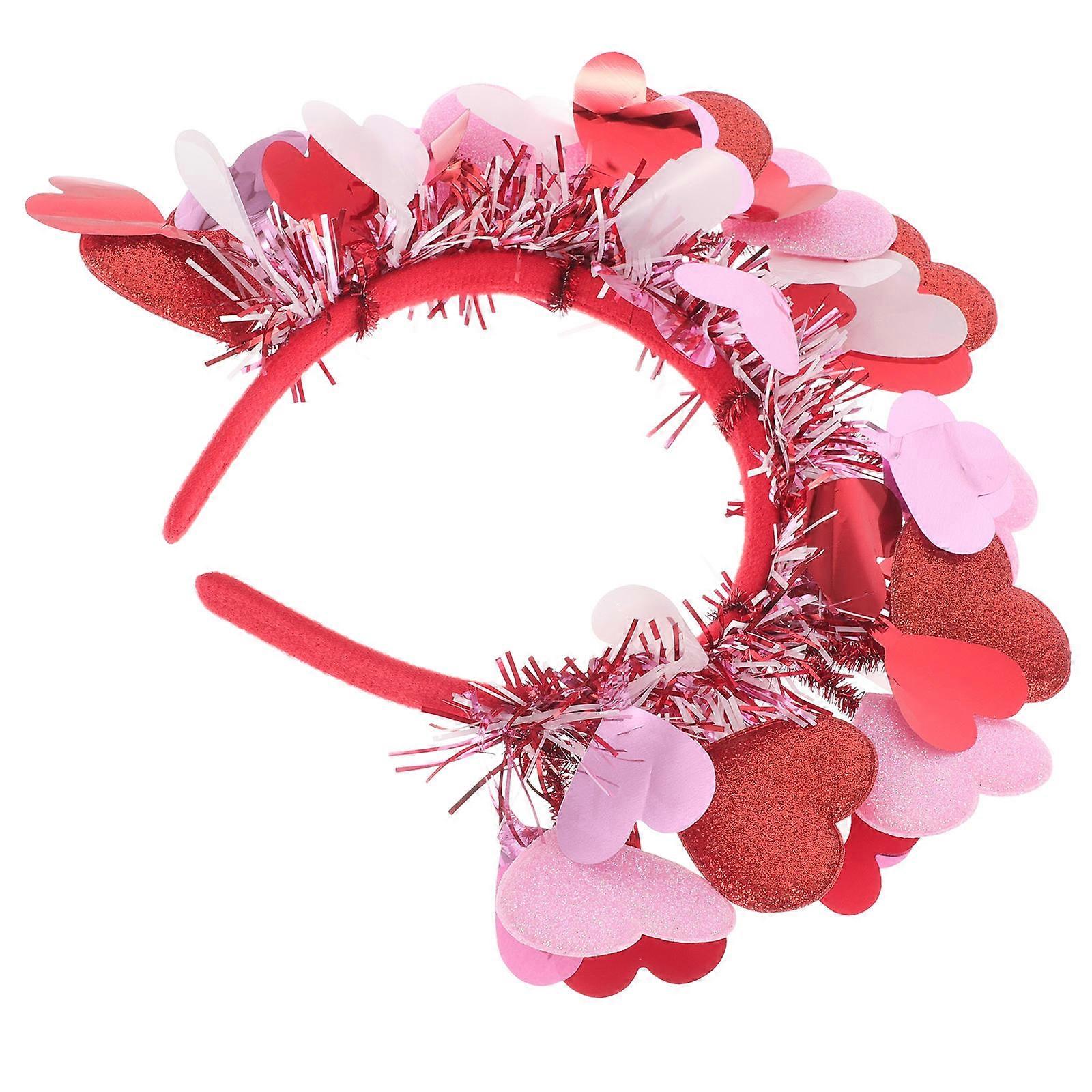 10Pcs Glitter Heart Headbands for Valentine's Day Cupid Accessories for Weddings Holidays and Birthdays in Red and Pink