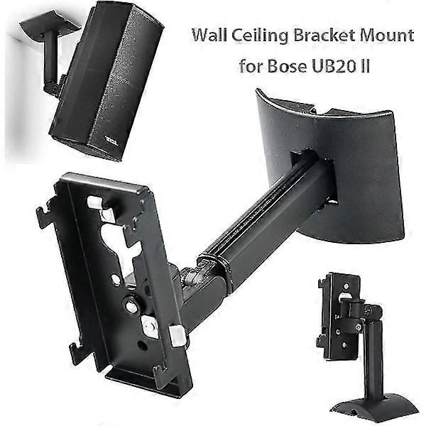 Black Ub-20 Series Ii Wall Mount and Ceiling Bracket Compatible with All Bose Cinemate Lifestyle Wall/Ceiling Brackets