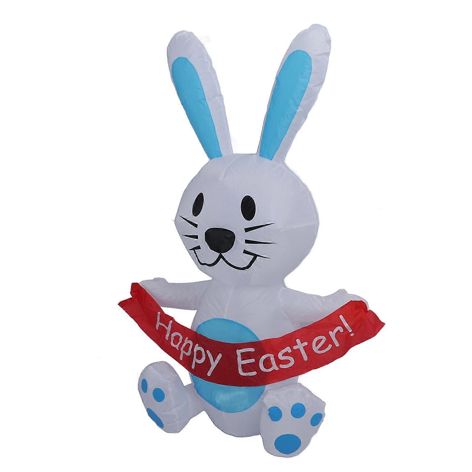 4FT Blue Easter Inflatable Bunny LED Lights Waterproof Polyester