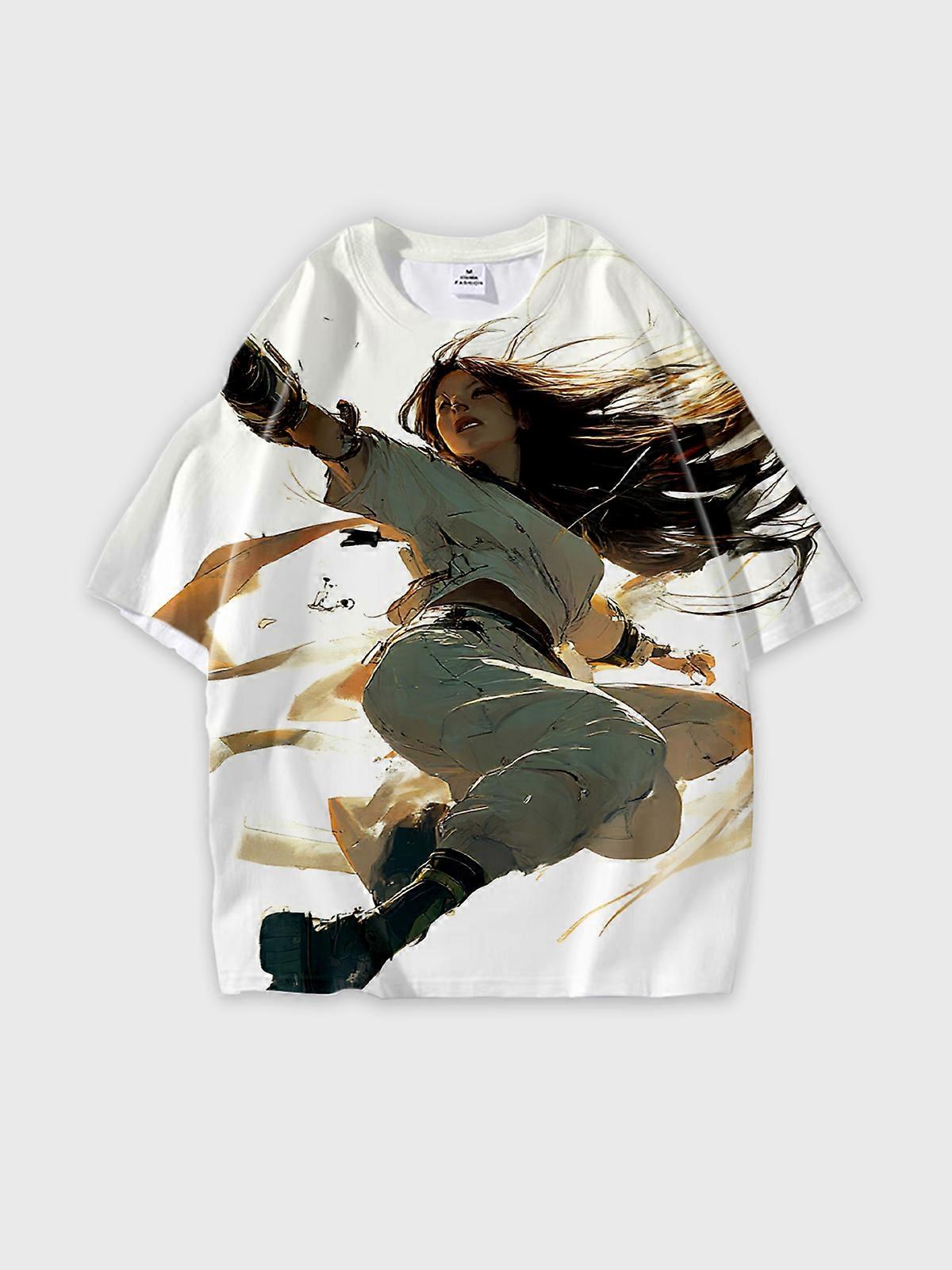 T-Shirt Short Sleeve Round Neck, Summer Casual Loose Graphic Tee, Unisex Pattern V2296