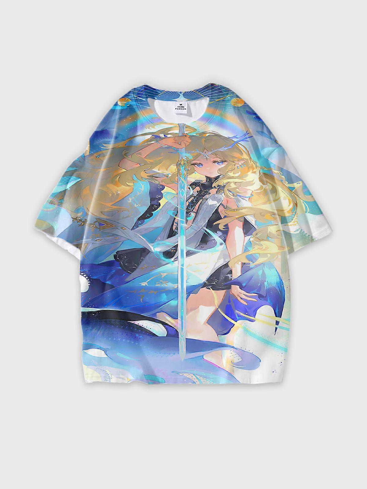 T-Shirt Short Sleeve Round Neck, Summer Casual Loose Graphic Tee, Unisex Pattern U2768