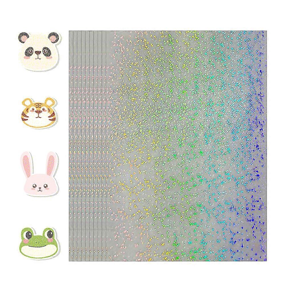 2.9 x 4.1 Inch Holographic Sticker Paper, 50 Sheets Transparent Holographic Laminate Vinyl Sheets Self Adhesive, Clear Overlay Lamination Sticker Film