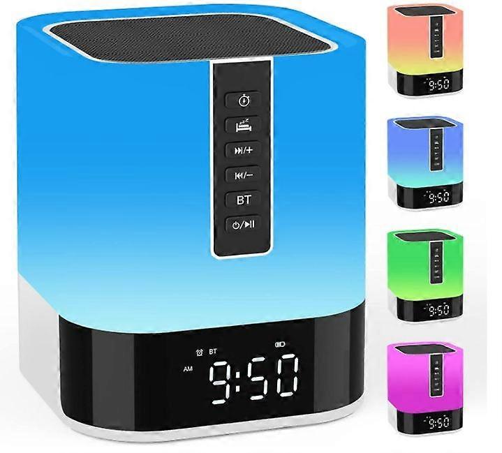 Bedside Lamp with Alarm Clock Bluetooth Speaker Night Light, Kids Touch Lamp with Sound Machine, Dimmable LED Colour Changing Light(White)