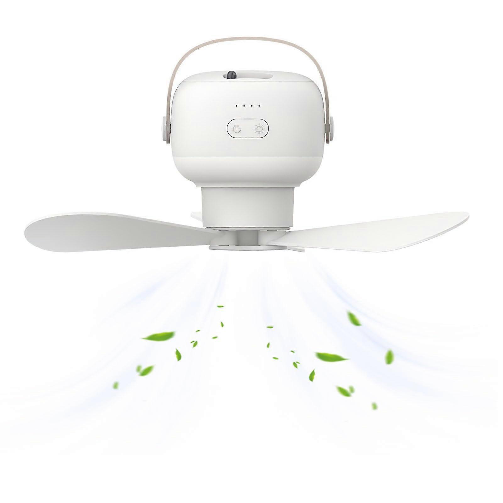 Outdoor Ceiling Fan, 18cm Patio Camping Fan With Lamp, 7200mAh Battery, Silent Remote Control, 5-10 Hours Working Time