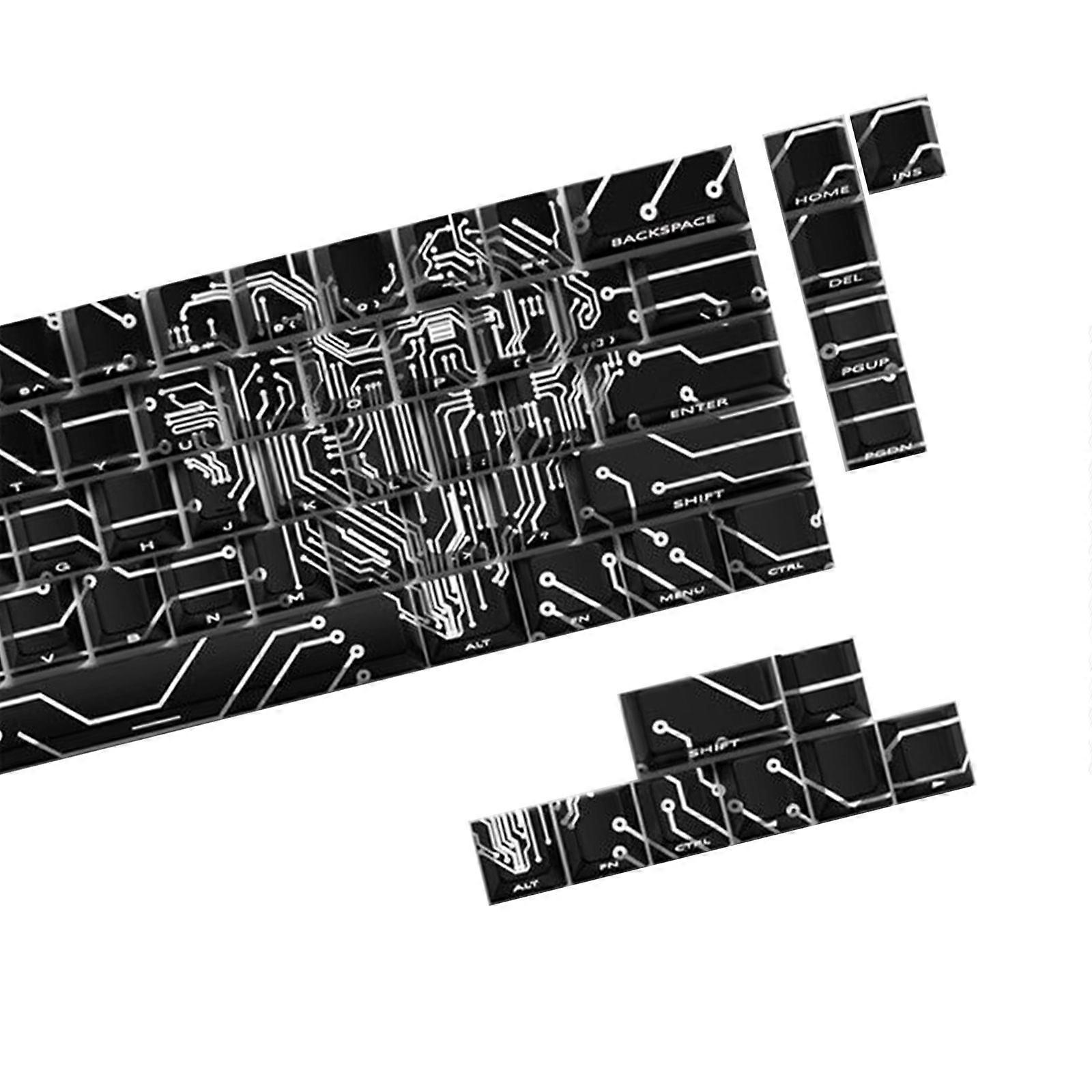 64/74Key Translucents Keycaps Love Circuit Side Print Backlit Shine Through Keycaps for 60 61 63 64 65 67 Keyboards Multicolor