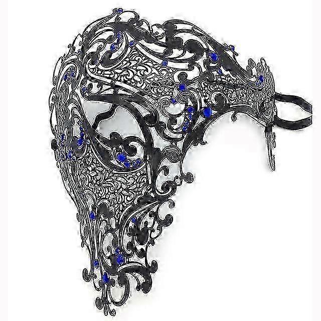 Siyah Altın Kafatası Metal Maske Cadılar Bayramı Rhinestone Yarım Yüz Venedik Maskeli Balo Erkekler Beyaz Kadın Kafatası Telkari Parti Maskesi