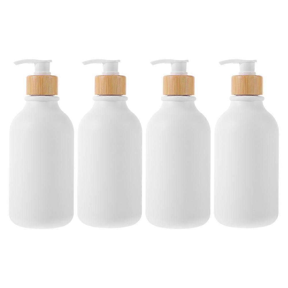 Pump Bottles Refillable Shampoo Bottles for Storage Use 8Pcs Pet Wood White