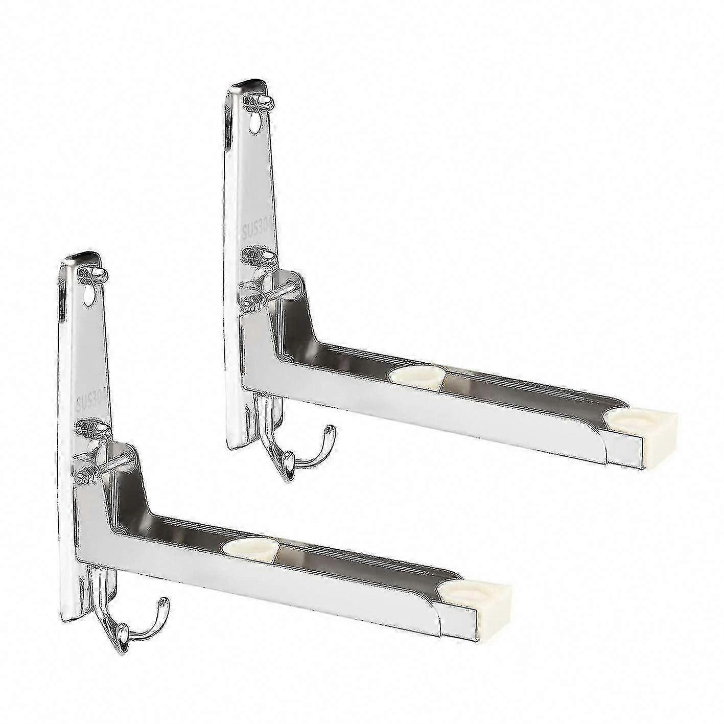 Universal 304 Stainless Steel Microwave Bracket with Telescopic Arms and Hooks for Wall Mounting Ovens Up to 40kg