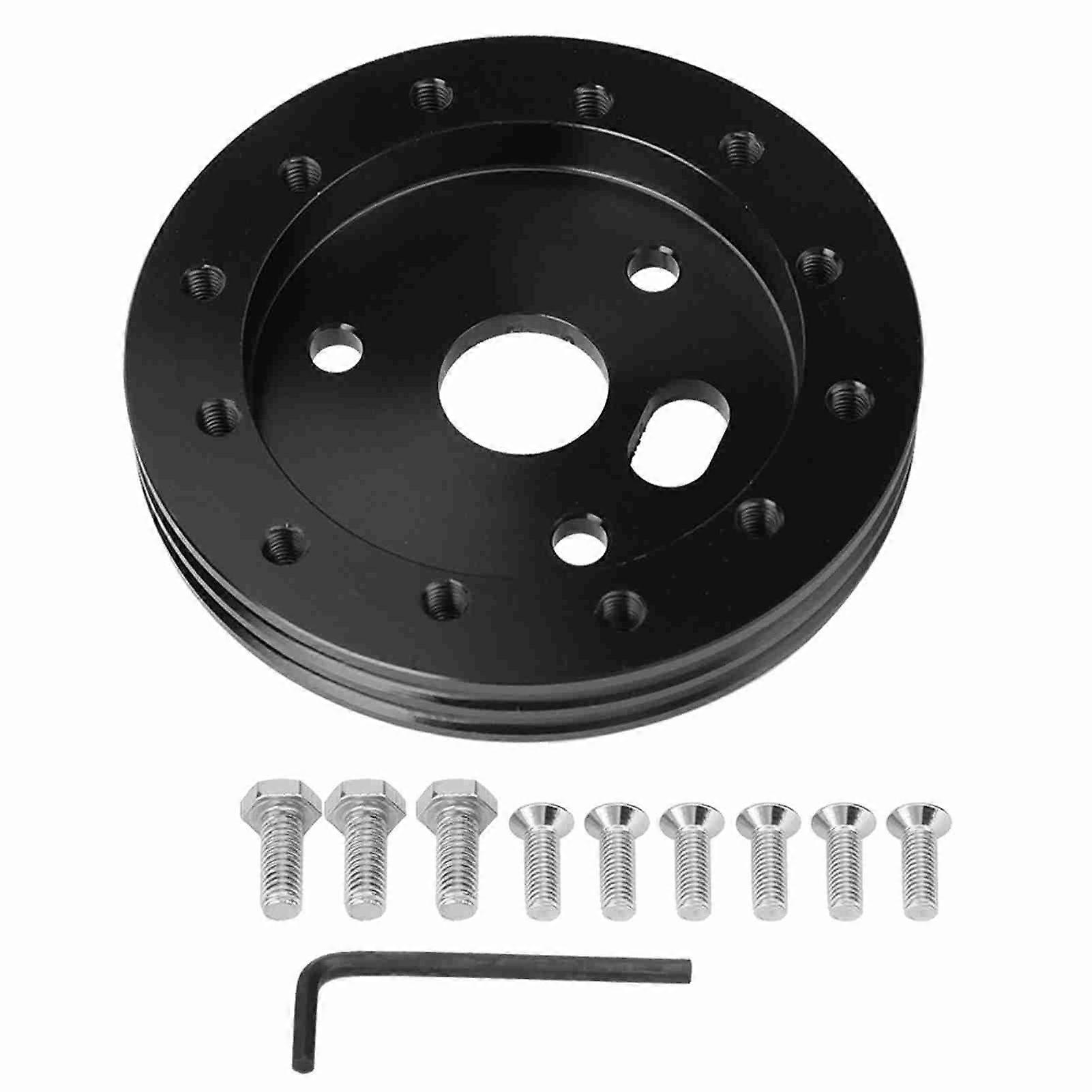 Universal Steering Wheel to Grant 3 Hole 0.5in Hub Spacer Pad for 6 Hole Adapter(Black)