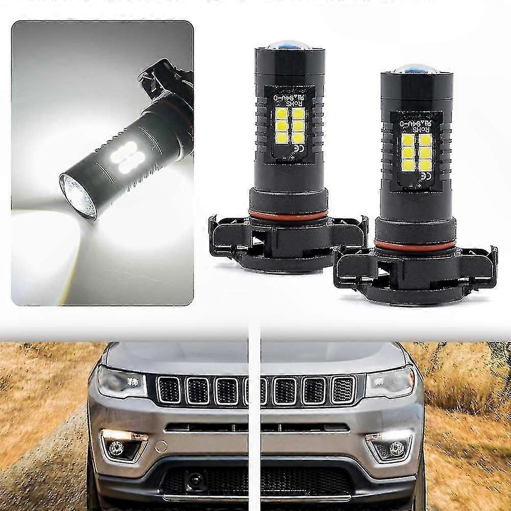 2pcs Xenon White 5202 PSX24W LED Headlight Bulbs for Jeep Compass 2017-2019, Canbus DRL Daytime Running Lamp