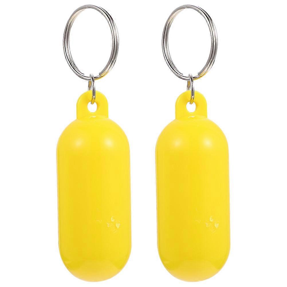 Floating Keychain Kayak Key Ring for Fishing Wallets Yellow Plastic Zinc Alloy Water Floating 2Pcs