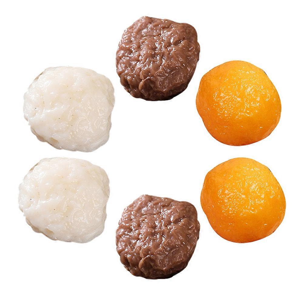 Fire Pot Meatball Model Artificial Beef Meatball Prop for Decor 6Pcs Set