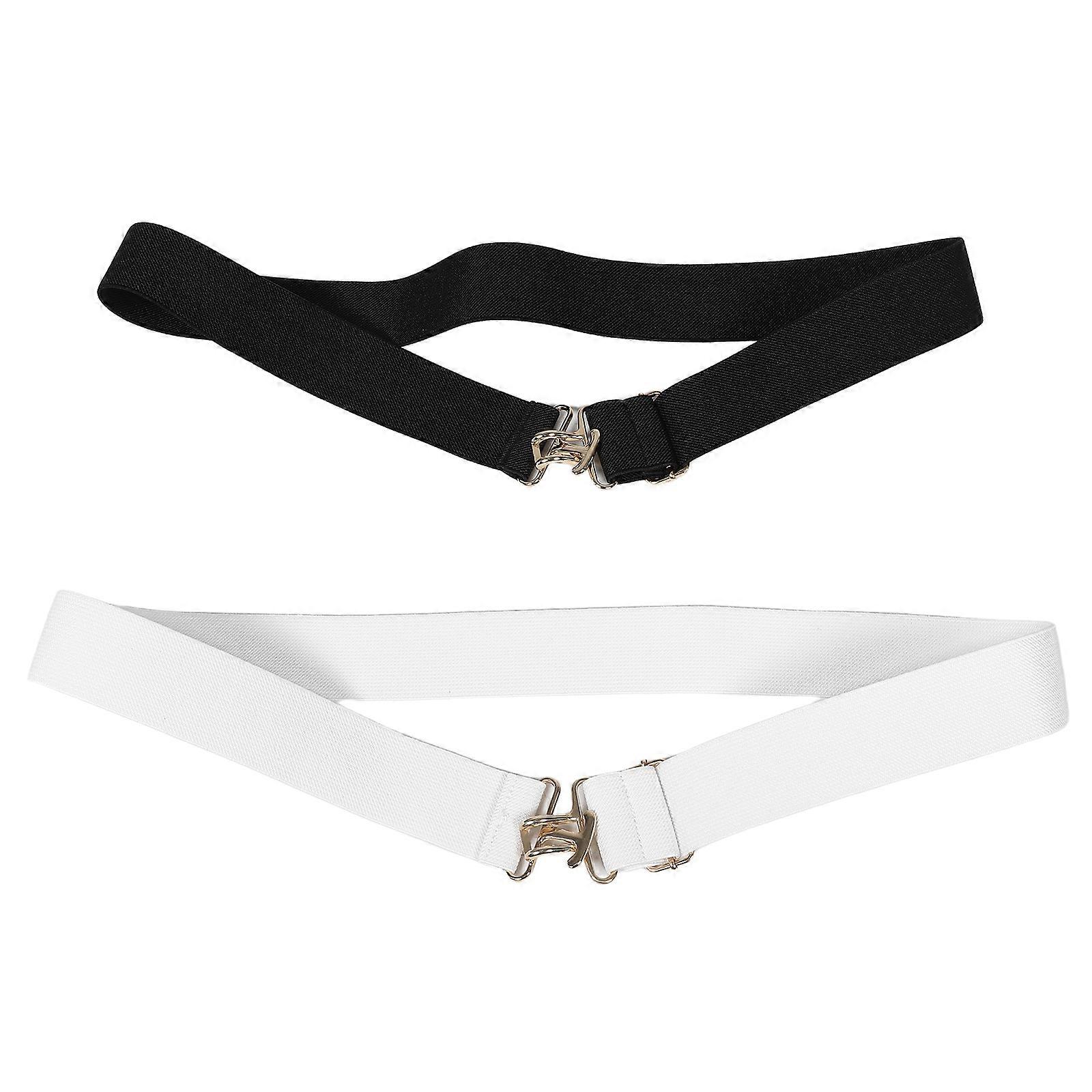 Stretchy Belt for Women with Shark Buckle Elastic Waistband 2Pcs