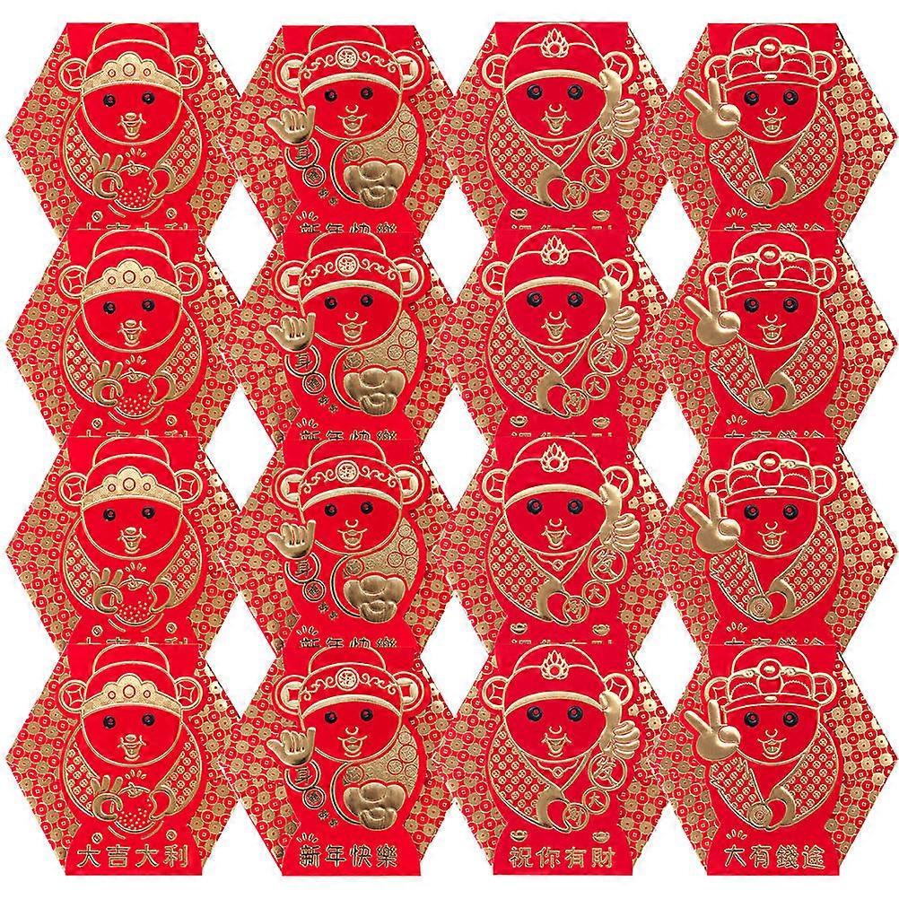 Red Envelope for Luck Money Use 16Pcs Chinese New Year Hong Bao Set