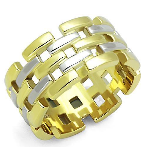 Two-Tone IP Gold (Ion Plating) Stainless Steel Ring with No Stone for Women Style TK1705