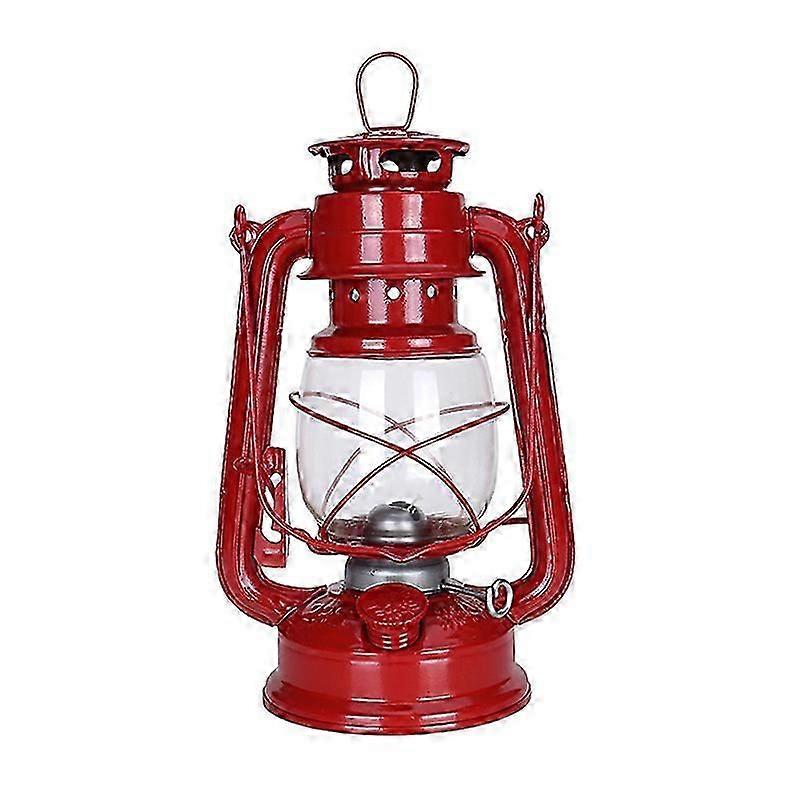 Portable Lantern Vintage Kerosene Lantern, 25cm Portable Classic Kerosene Lamp, Retro Kerosene Kerosene Lamp, Outdoor Camping Lights Red