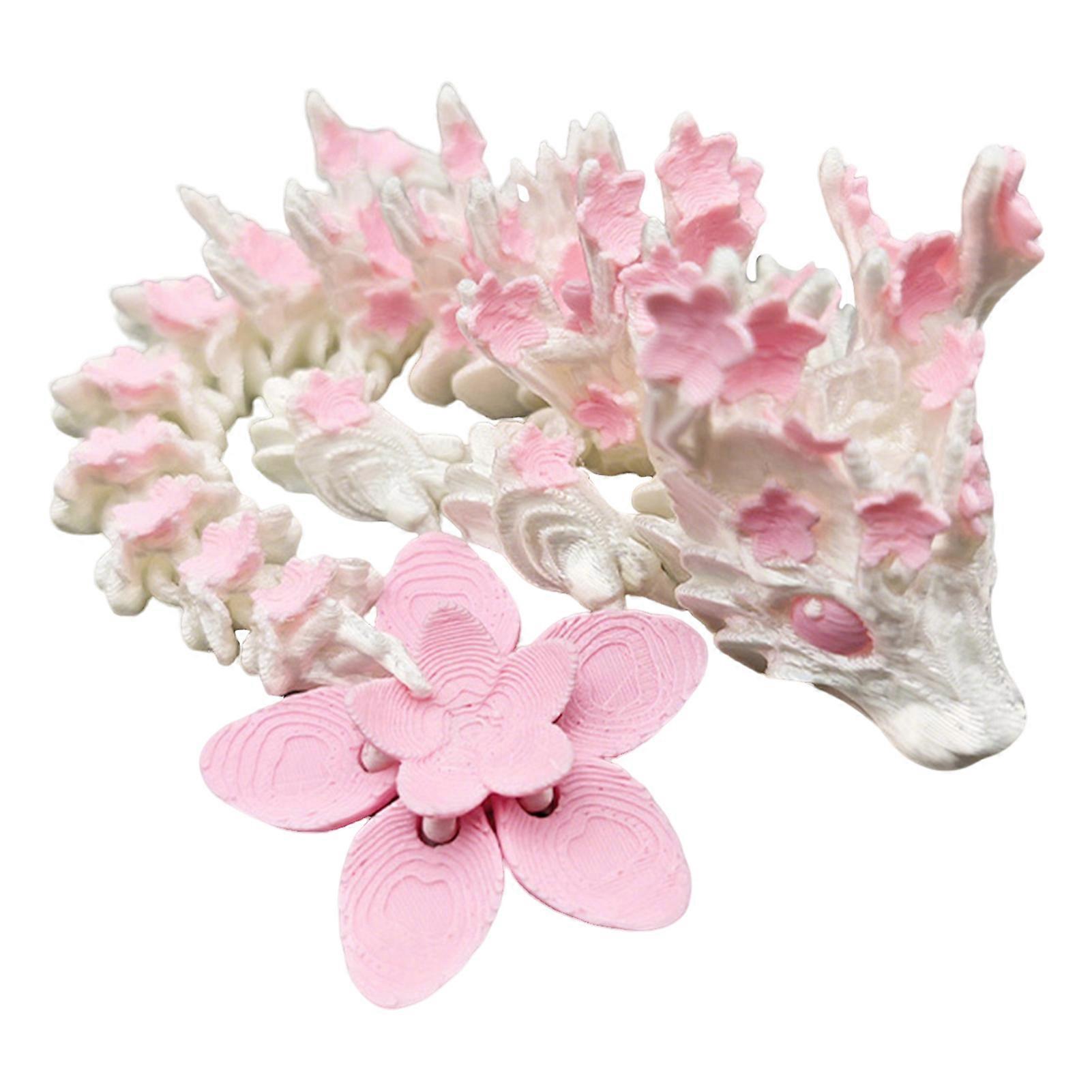 3D Printed Sakura Dragon Movable Desktop Decoration Collector Model White Pink