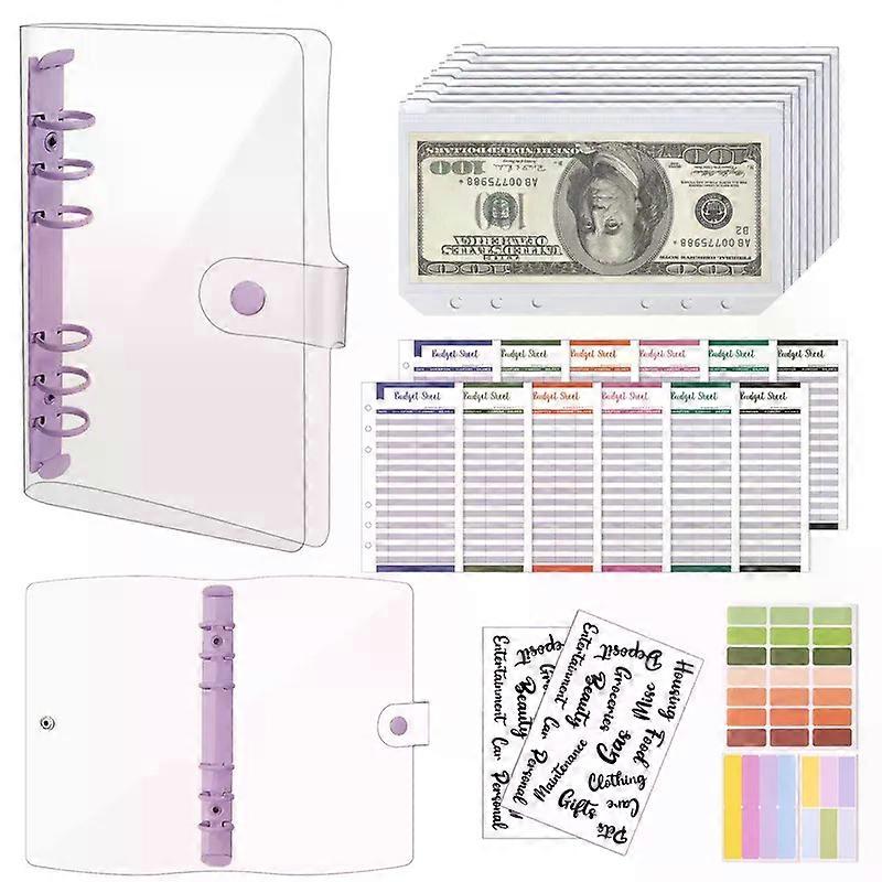 PVC Wallet A6 Budget Binder Notebook Cash Envelopes System Set With Binder Pockets For Money Budget Saving Bill Organizer