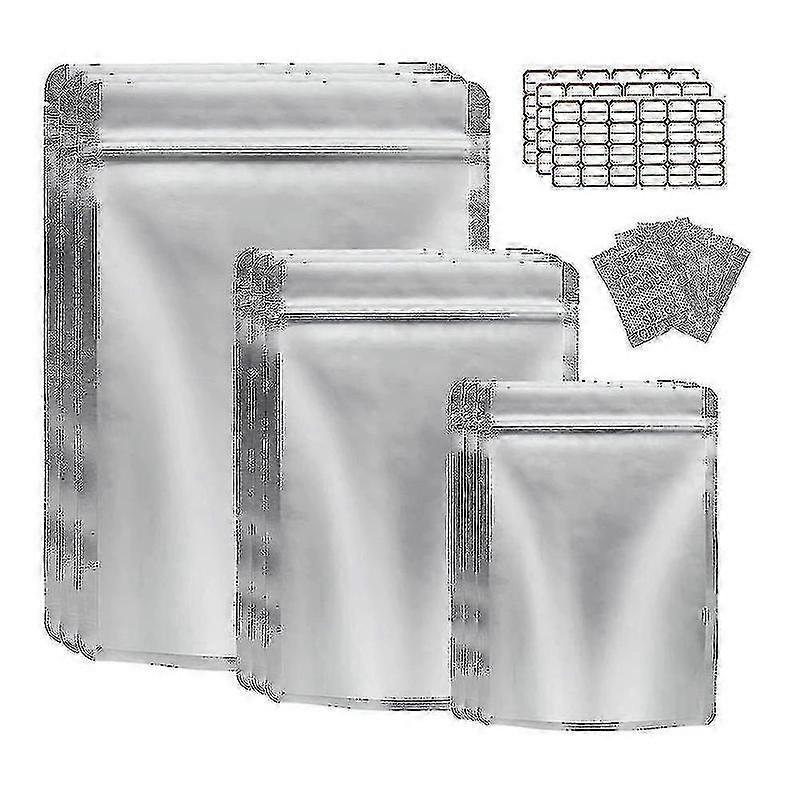 50 Pack Mylar Bag For Food Storage With Oxygen Absorber Resealable Grains Nuts