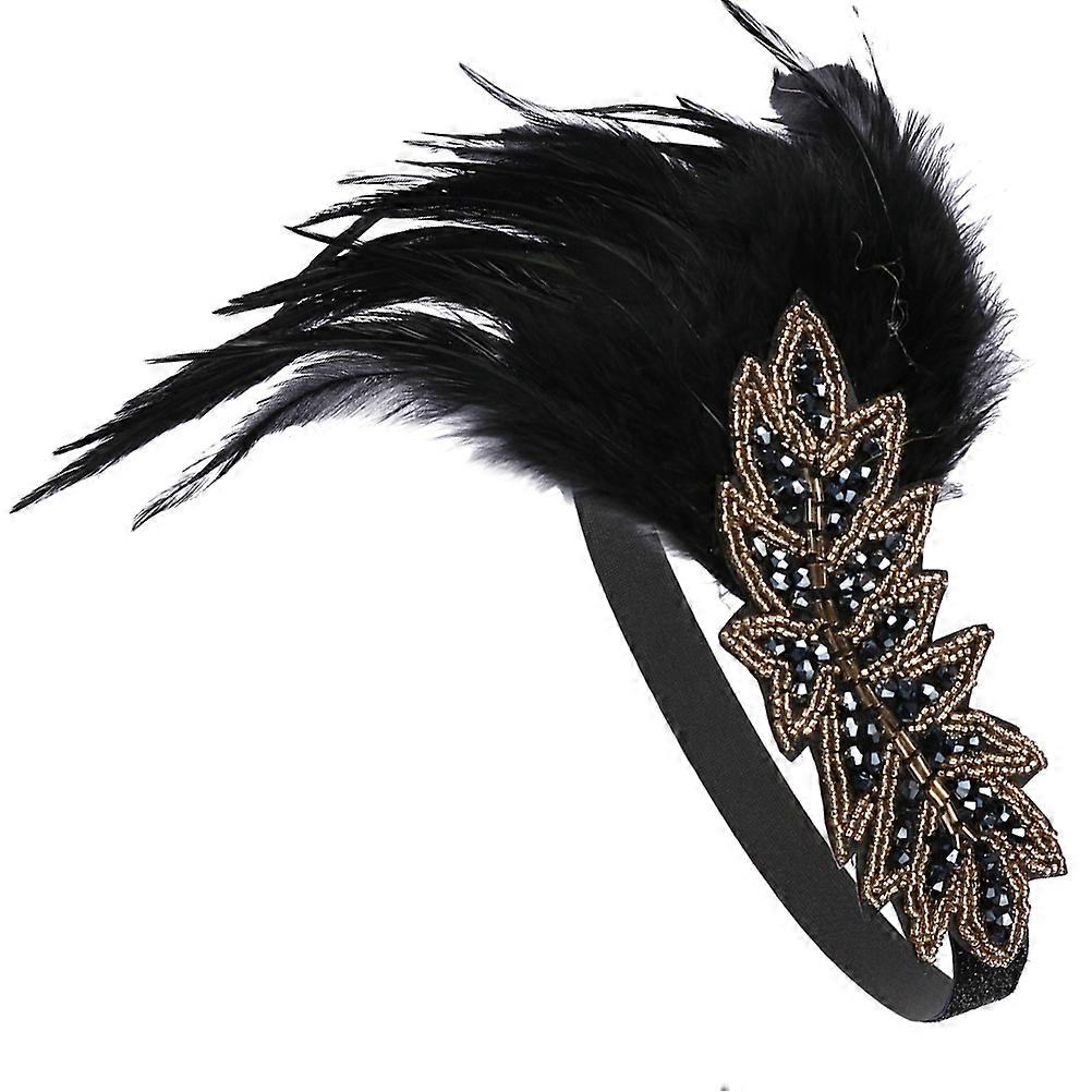 Retro 1920s Flapper Headband for Decoration 2Pcs Elastic Hair Band Navy