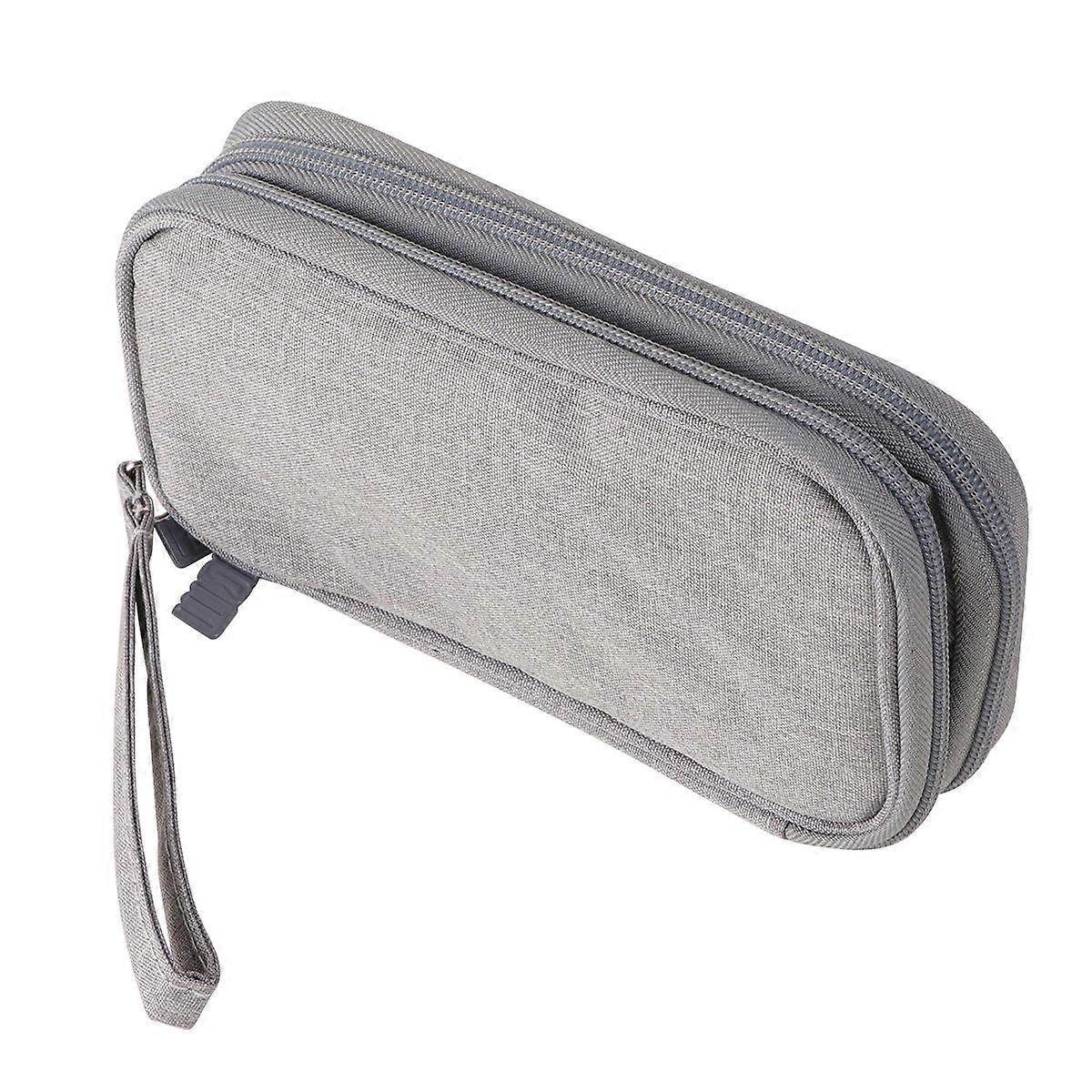 Travel Electronics Organizer Digital Product Storage Bag Gray 12x20x5cm Zipper Safety Shockproof Compression 1Pack