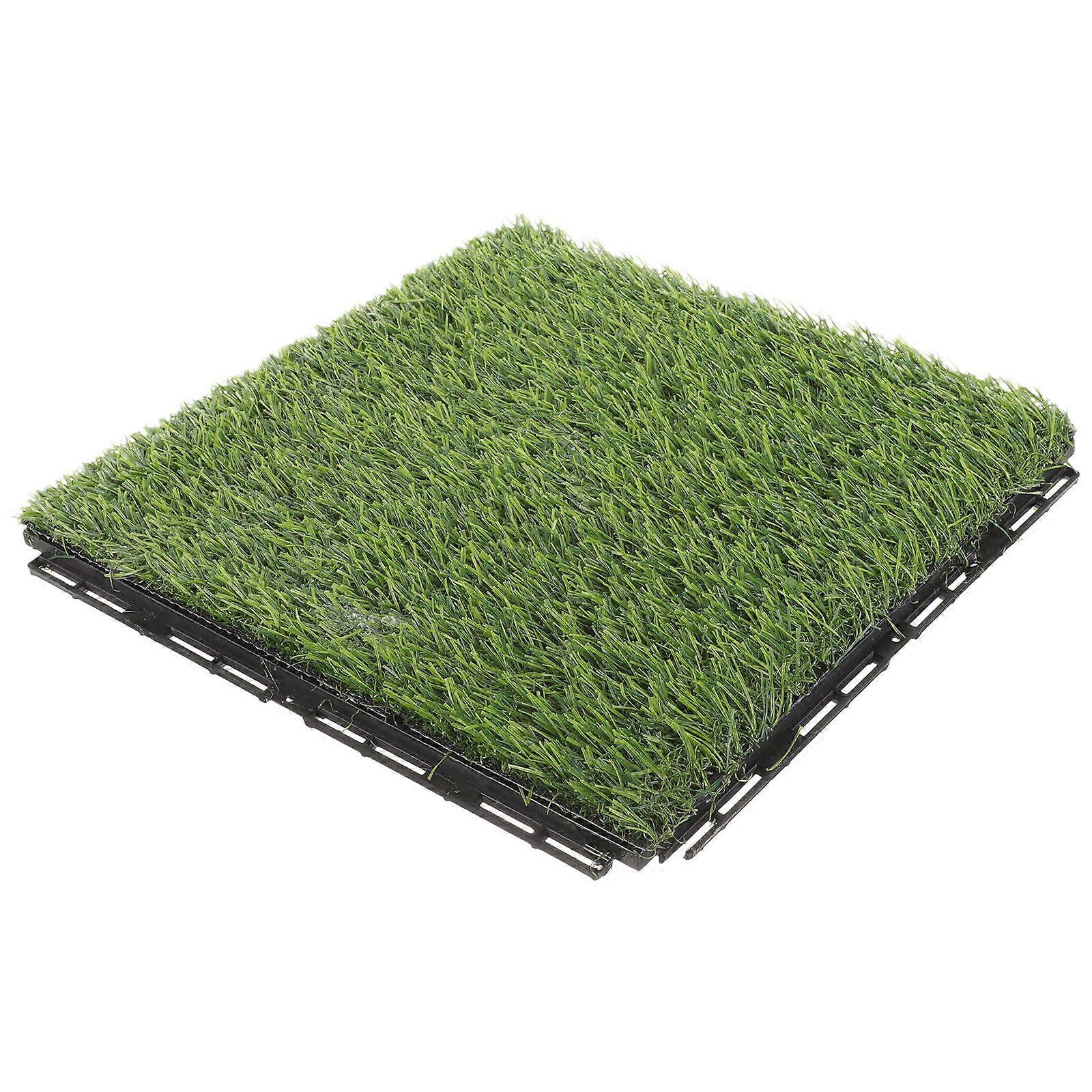 Artificial Turf Mat Green Square Simulation Grass Mat for Decor 2Pcs