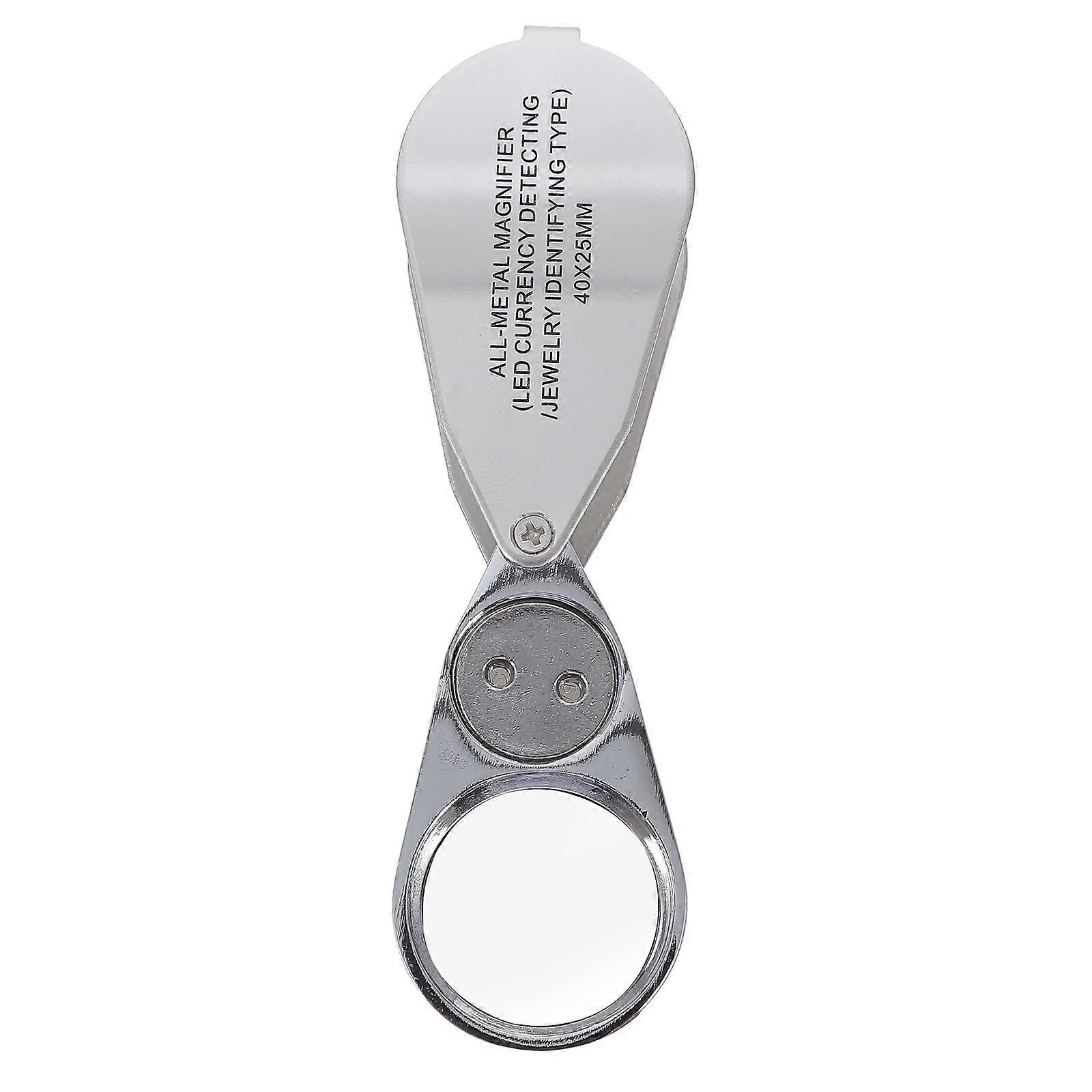 Dual Lens Pocket Jewelry Magnifier Led Illuminated Magnifier Silver 6X3CM For Jewelers Loupe Coin Collectors Enthusiasts Hobbyists 1Pack