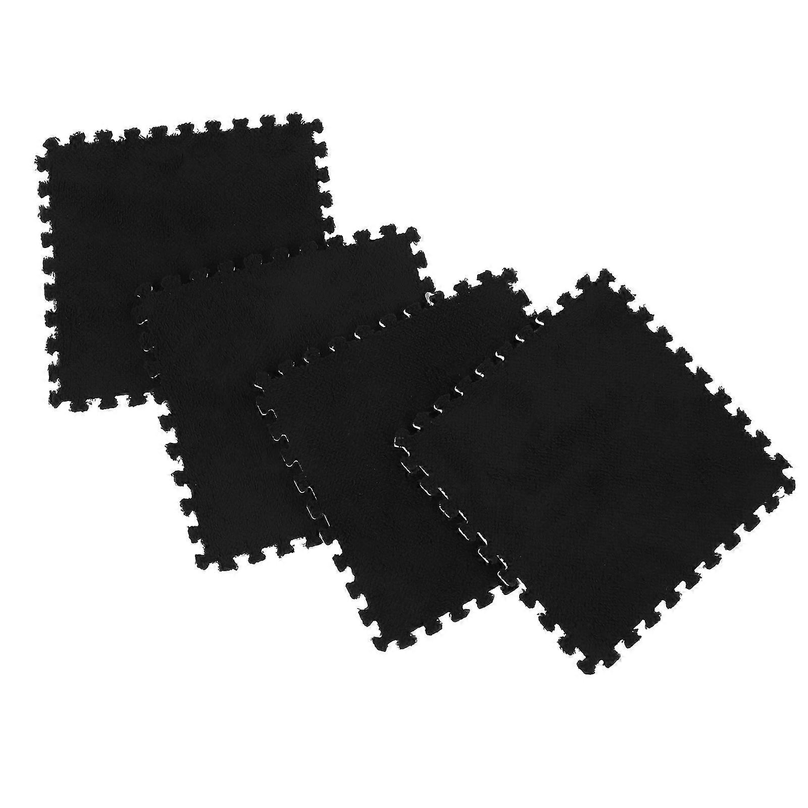 Plush Eva Floor Mat 4Pcs for Home Use Black Eva Material Mosaic Floor Mat