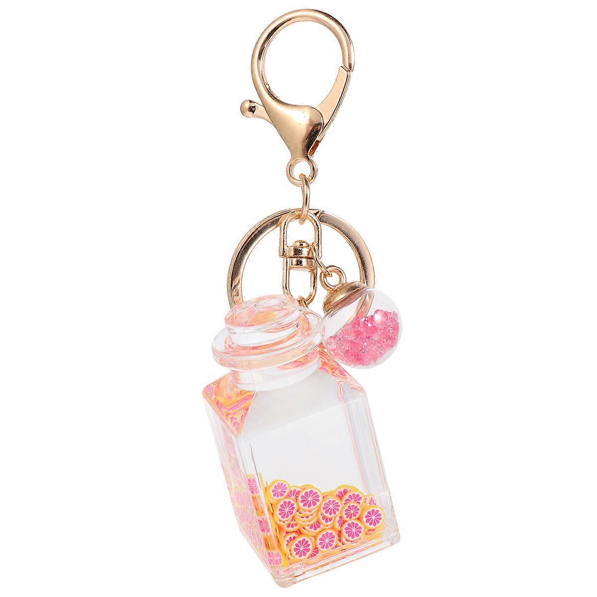 Quicksand Fruit Key Ring Acrylic Keychain Holder for Decoration 2Pcs