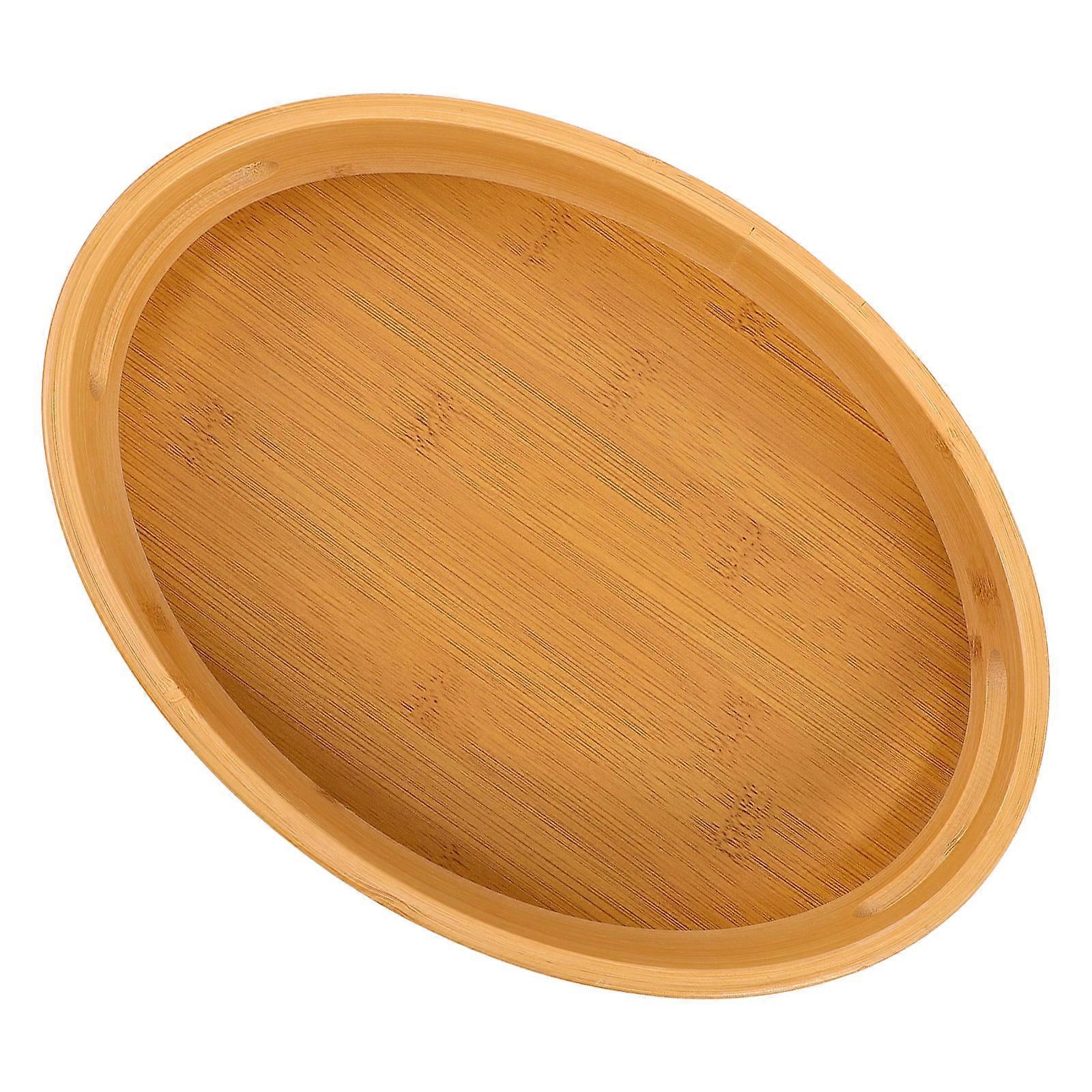 Light Brown Oval Serving Tray 2Pcs Crafted From Natural Wood Perfect For Home And Office Use Enhancing Your Tea And Coffee Experience