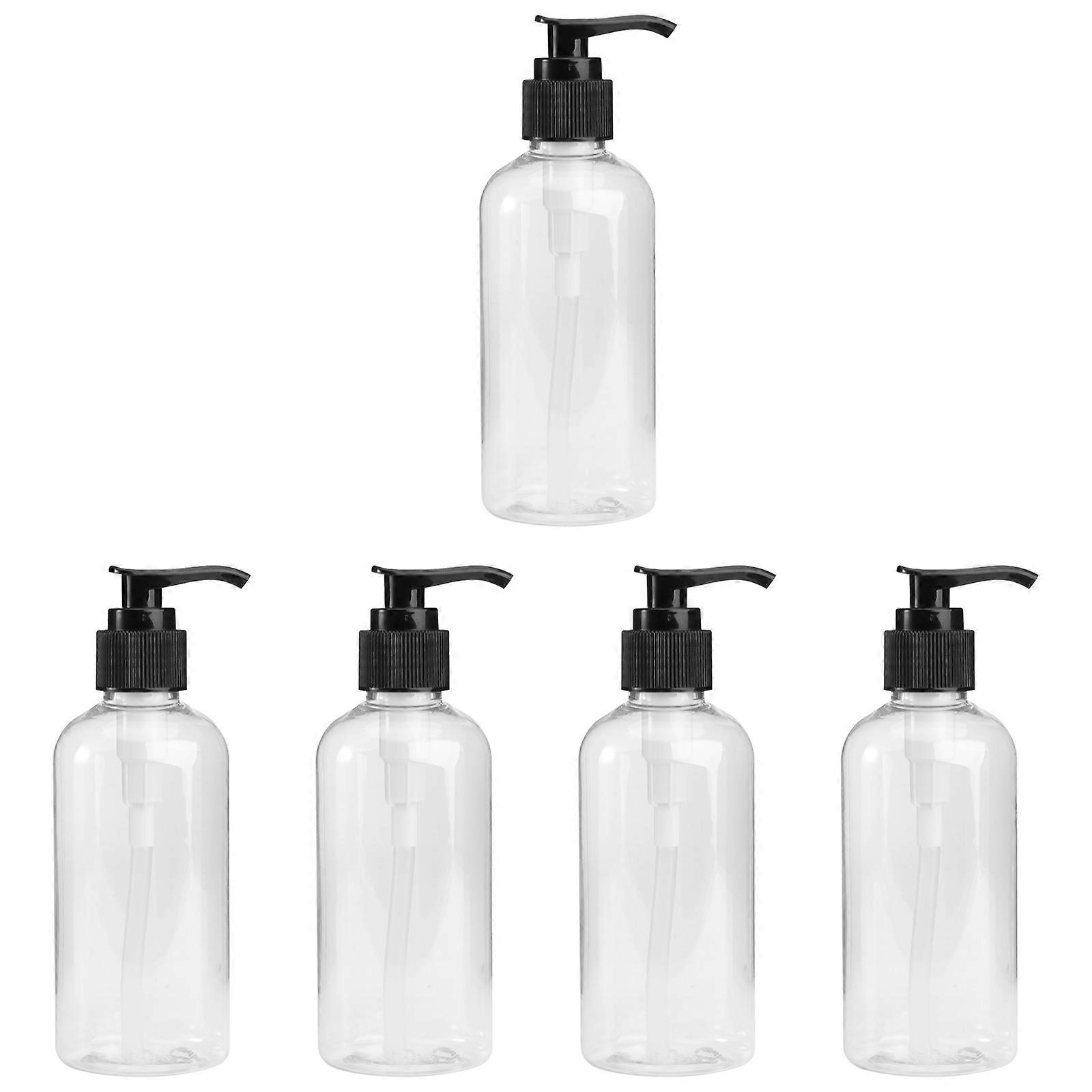 Black 5Pcs Pump Bottle Empty Press Storage Container For Home Use Kitchen Bathroom 200ml Liquid Dispensing