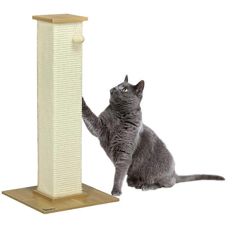 PawHut Cat Scratching Post Toy Beige Natural 38x38x80 cm