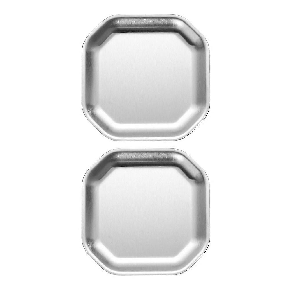 Small Food Plates Stainless Dish for Home Serving 10Pcs Plates