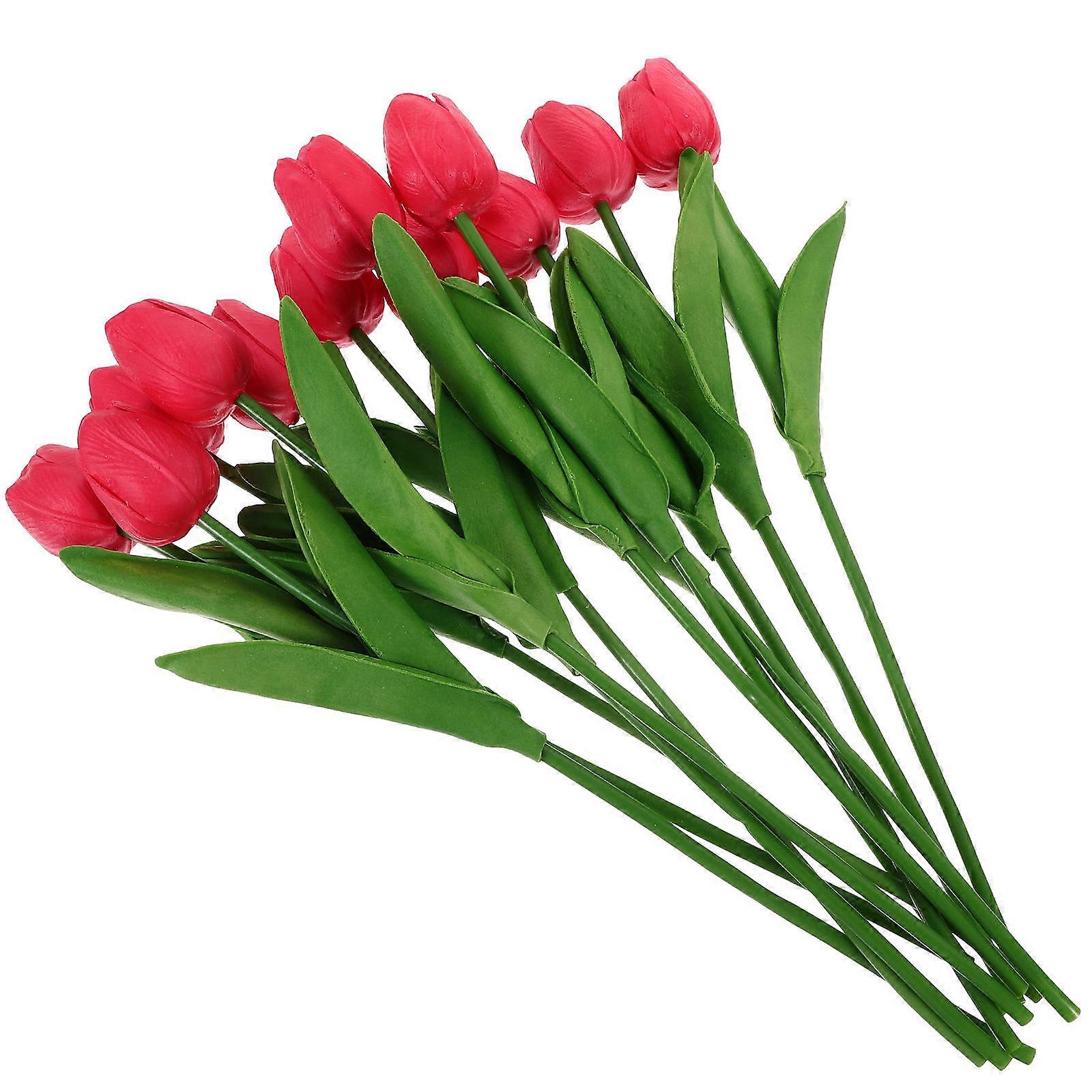 Artificial Tulips Floating Candles for Table Centerpiece 24Pcs Red Color