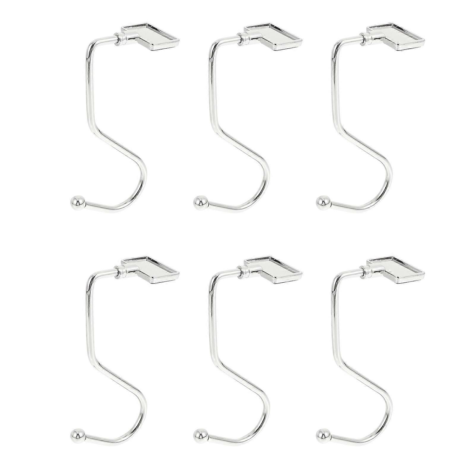 6Pcs Silver Iron Bag Hooks for Home Use Handbag Holders