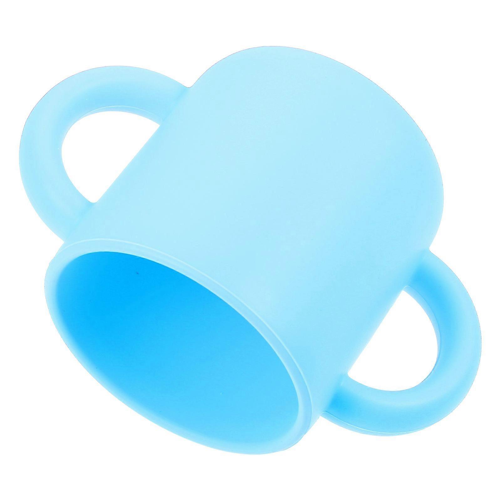 Toddler Training Cup for Drinking with 3Pcs Silicone Blue Binaural Cups