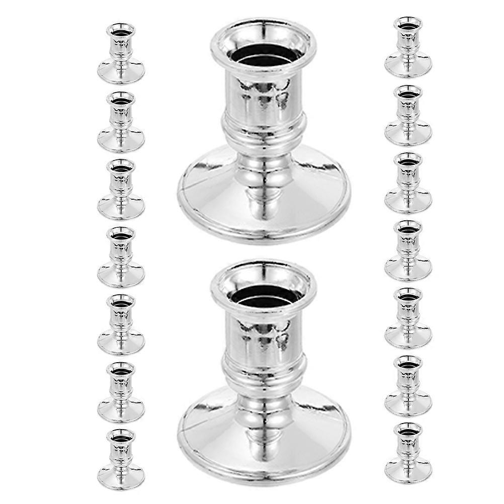 Silver Plastic Pillar Candle Holder for Holiday Decor 48Pcs