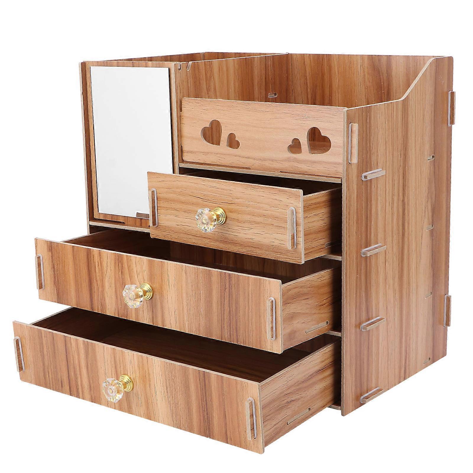 Multifunctional Brown Cosmetics Storage Box for Storage 1Pcs Desktop Rack