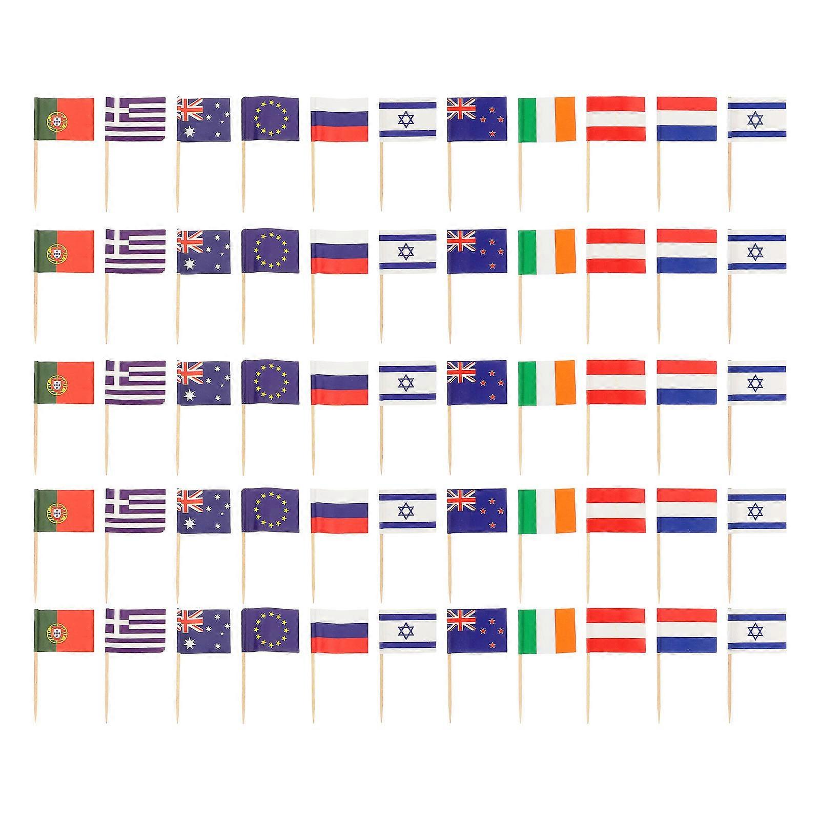 National Flag Toothpick for Decor 150Pcs Flag Design Fruit Picks Mixed