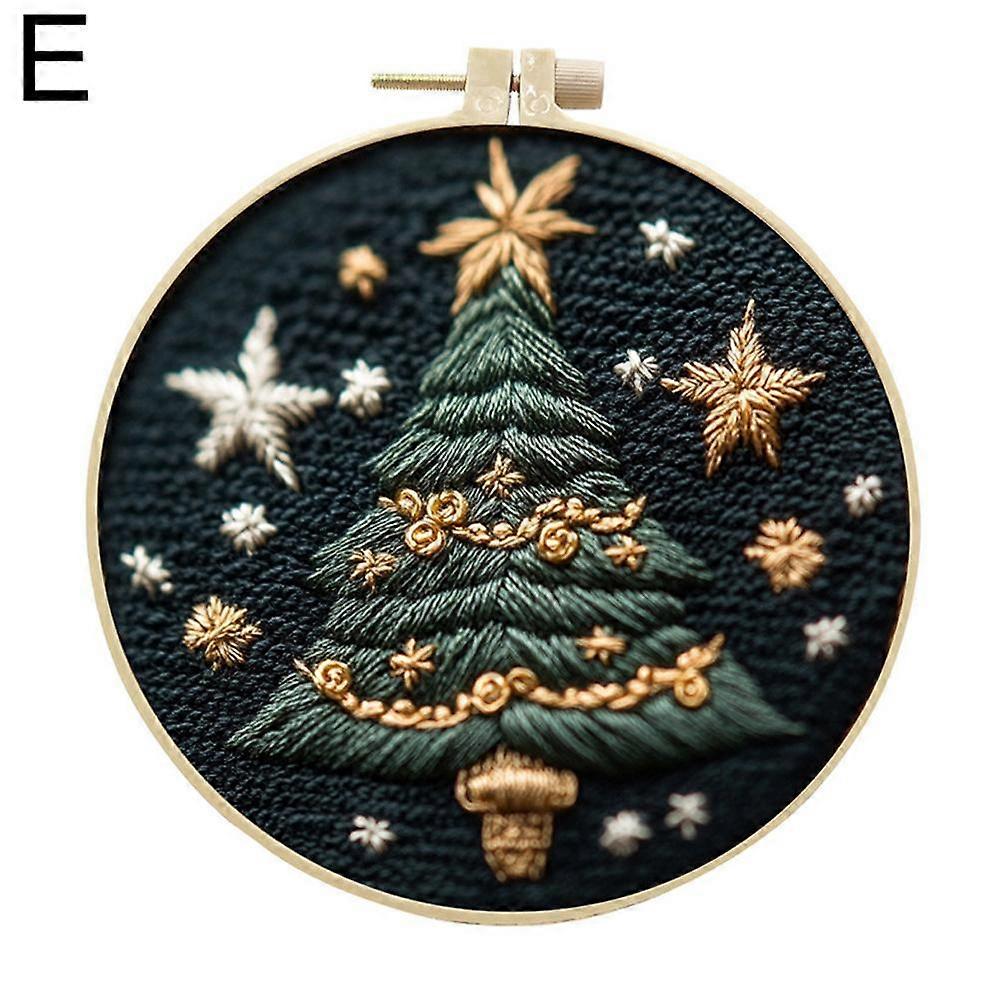 Complete Christmas Embroidery Kit for Beginners with Frame Tools and Premium Threads