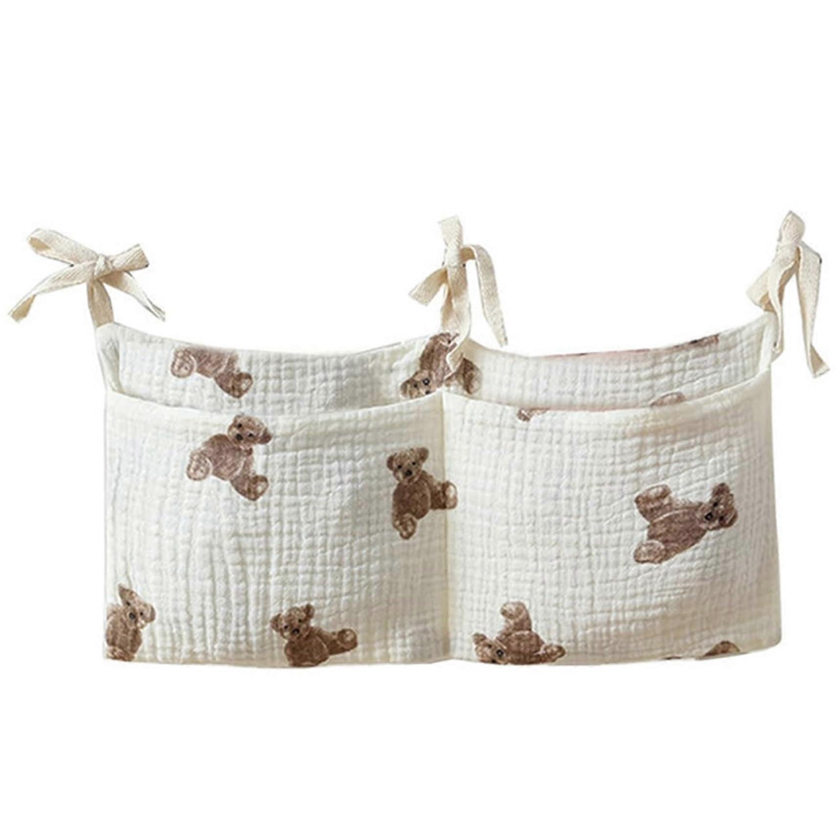 Bed Pockets 15x7 Cotton Double Layer Hanging Bedside Caddy Two Pockets Organizer For Cribs And Beds Bedside Storage
