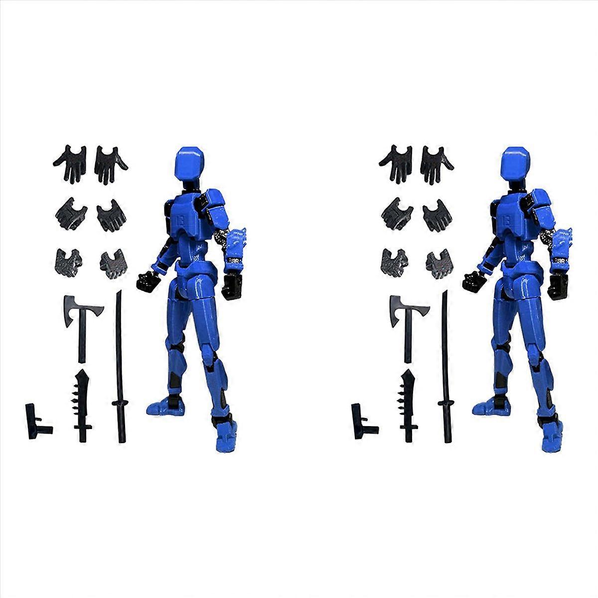 Robot Action Figure, 3D Printed with Full Articulation Blue