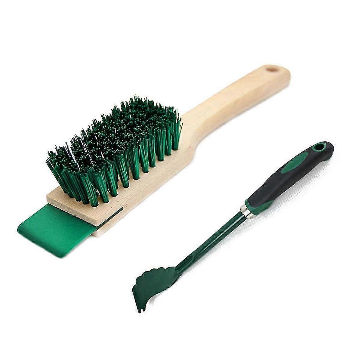 Mower Deck Scraper with Ergonomic,Long Handle Scraper and Stiff Bristle Brush,Cleaning Tool for Gard